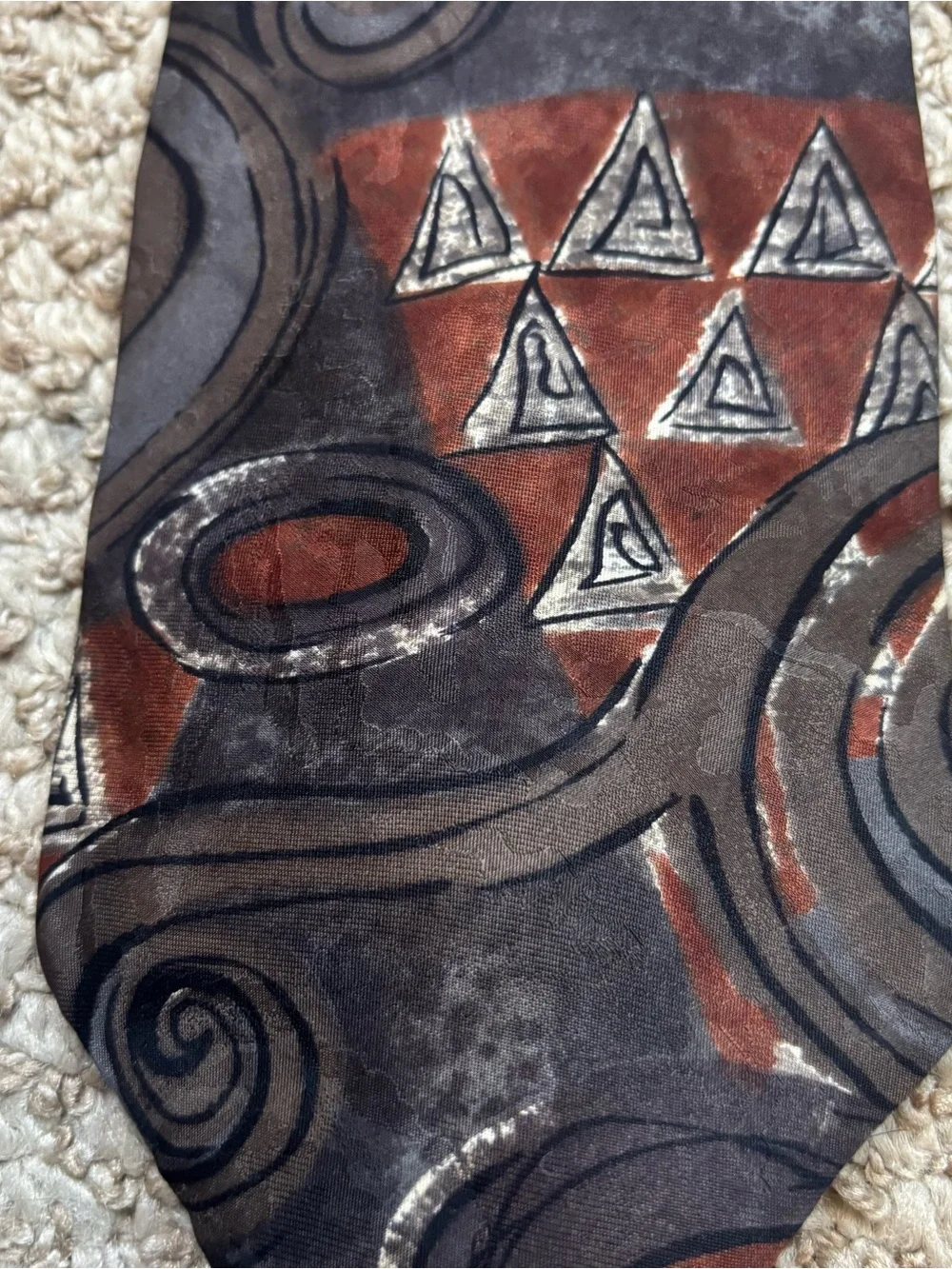 Mens‎ Vintage Oscar de la Renta Couture Abstract 100% Silk Neck Tie